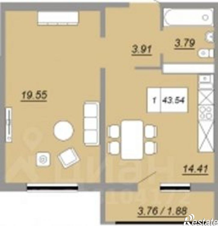 1-комн квартира ул Юркина, 10,  д. 10