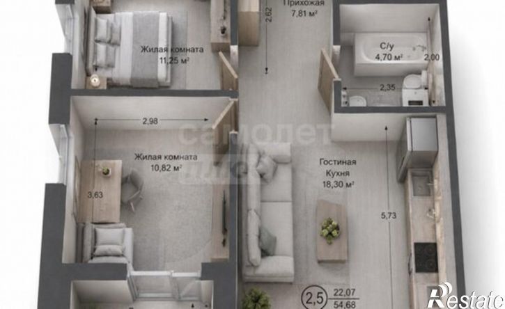 2-комн квартира ул Перовского, 3А,  д. 3А