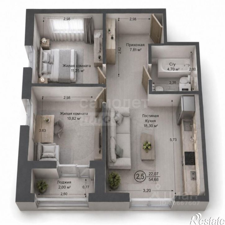 2-комн квартира ул Перовского, 3А,  д. 3А