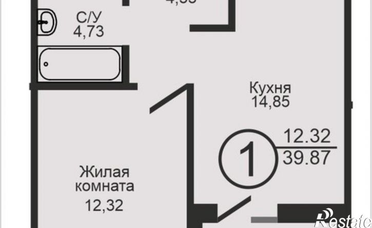 1-комн квартира в новом доме Пролетарская улица, 288В,  д. 288В