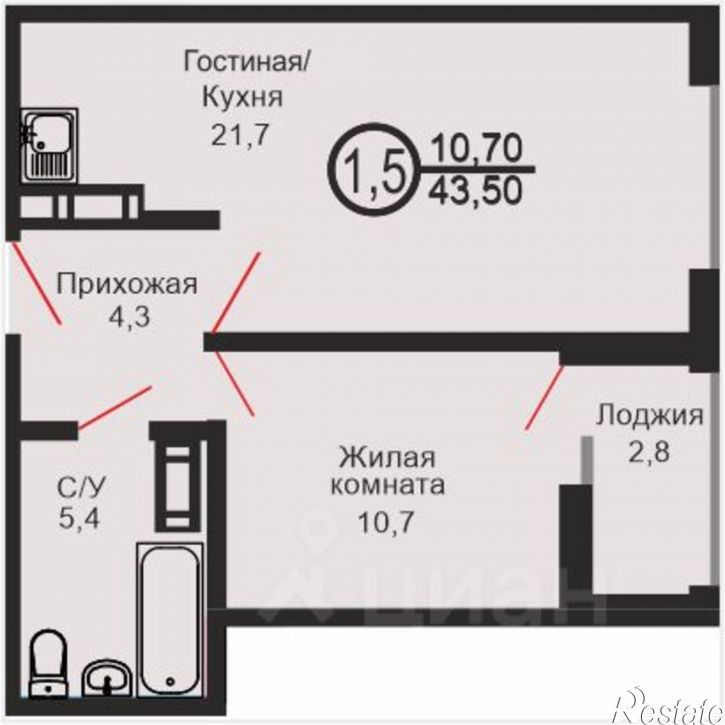 1-комн квартира в новом доме ул Уральская, 2/21,  д. 2/21