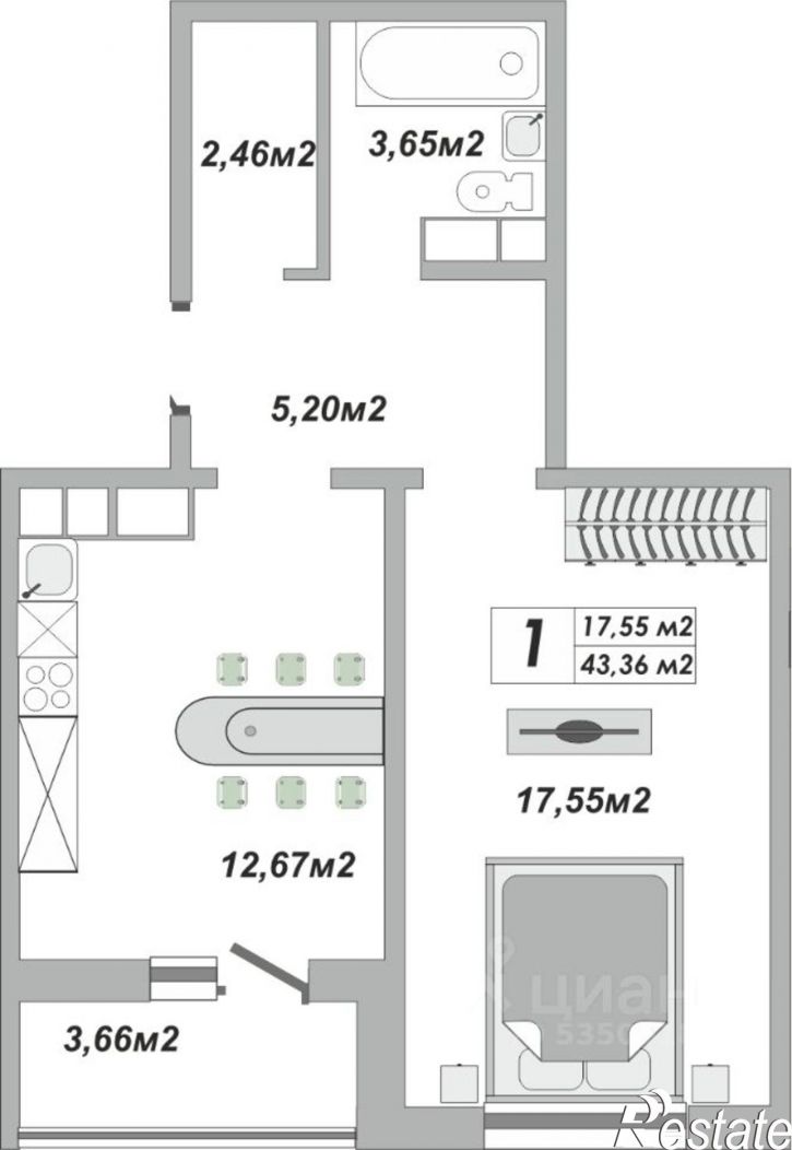 1-комн квартира в новом доме ул Кавказская, 3 а,  д. 3 а,  к. а