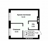 2-комн, 34 кв м, этаж 4/11 Селивановский пер, 26