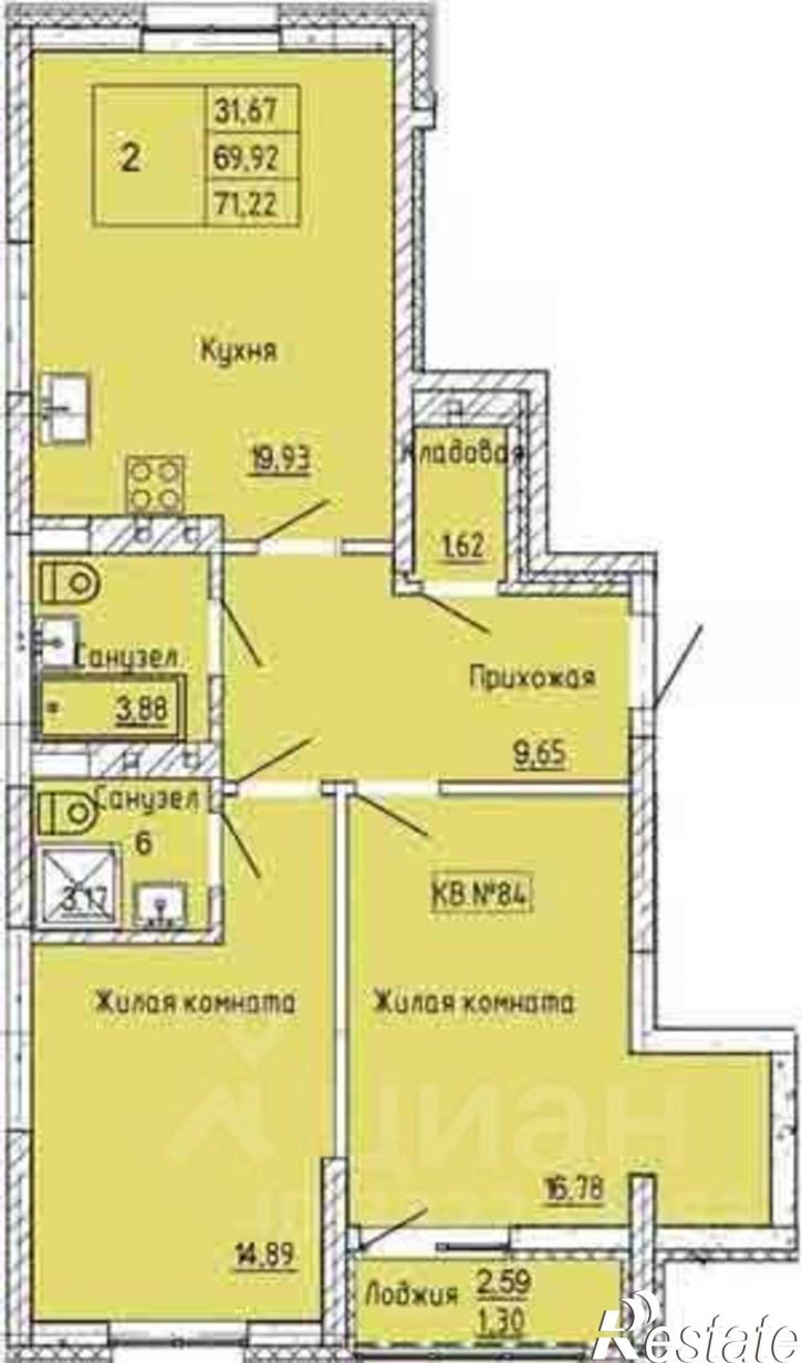 2-комн квартира ул Ильи Глазунова, 21,  д. 21