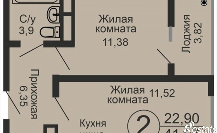 2-комн квартира в новом доме Южный административный округ, Ленинский район