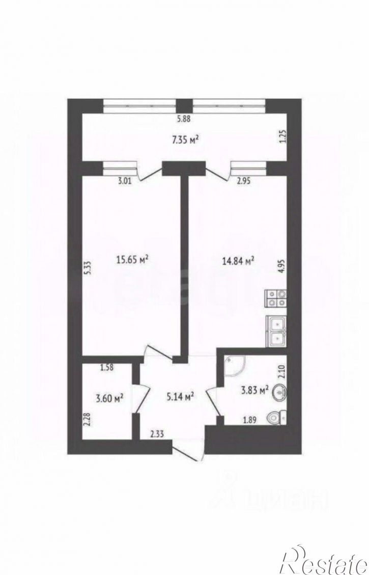 1-комн квартира ул Ильи Глазунова, 3,  д. 3