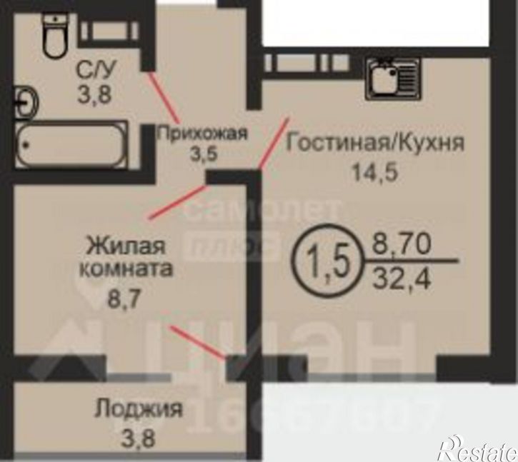 1-комн квартира ул Эссена, 12,  д. 12