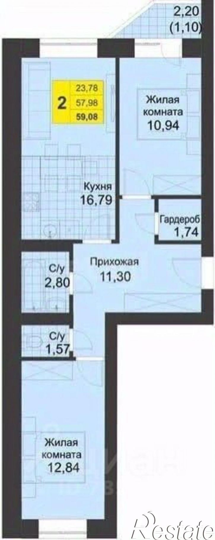 2-комн квартира Загородное шоссе, 57/2,  д. 57/2
