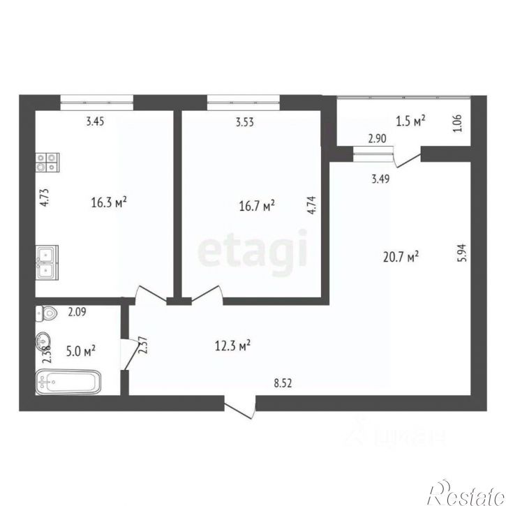 2-комн квартира ул Уральская, 2д,  д. 2д