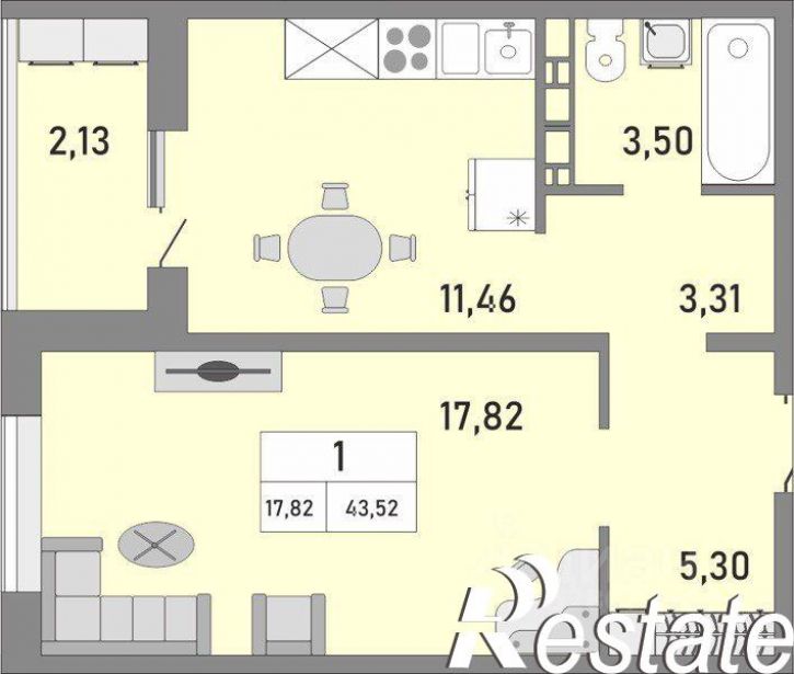 1-комн квартира улица Юркина, 4/1,  д. 4/1