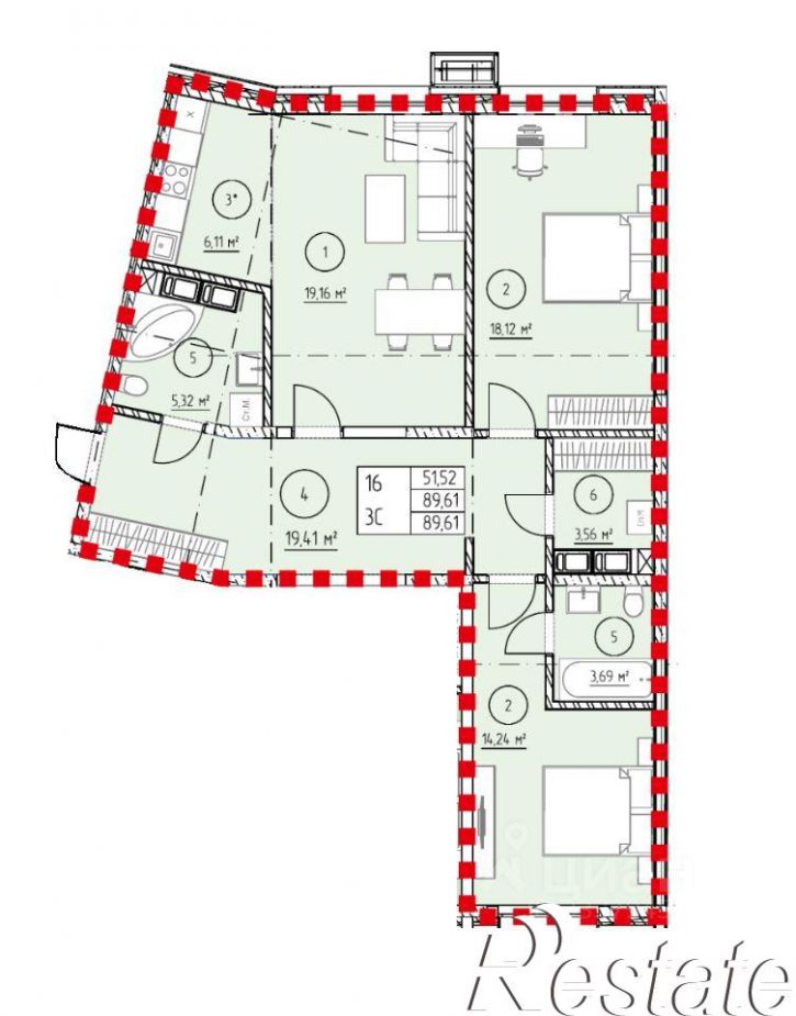3-комн квартира Набережная улица, 25А,  д. 25А