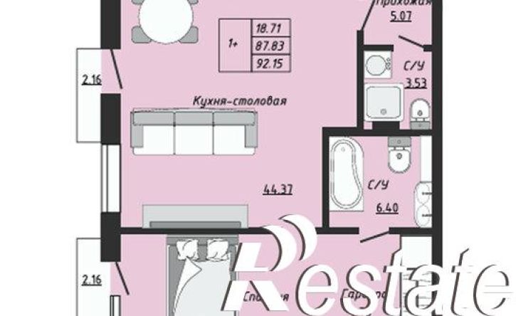 1-комн квартира Алексеевский переулок, 1,  д. 1